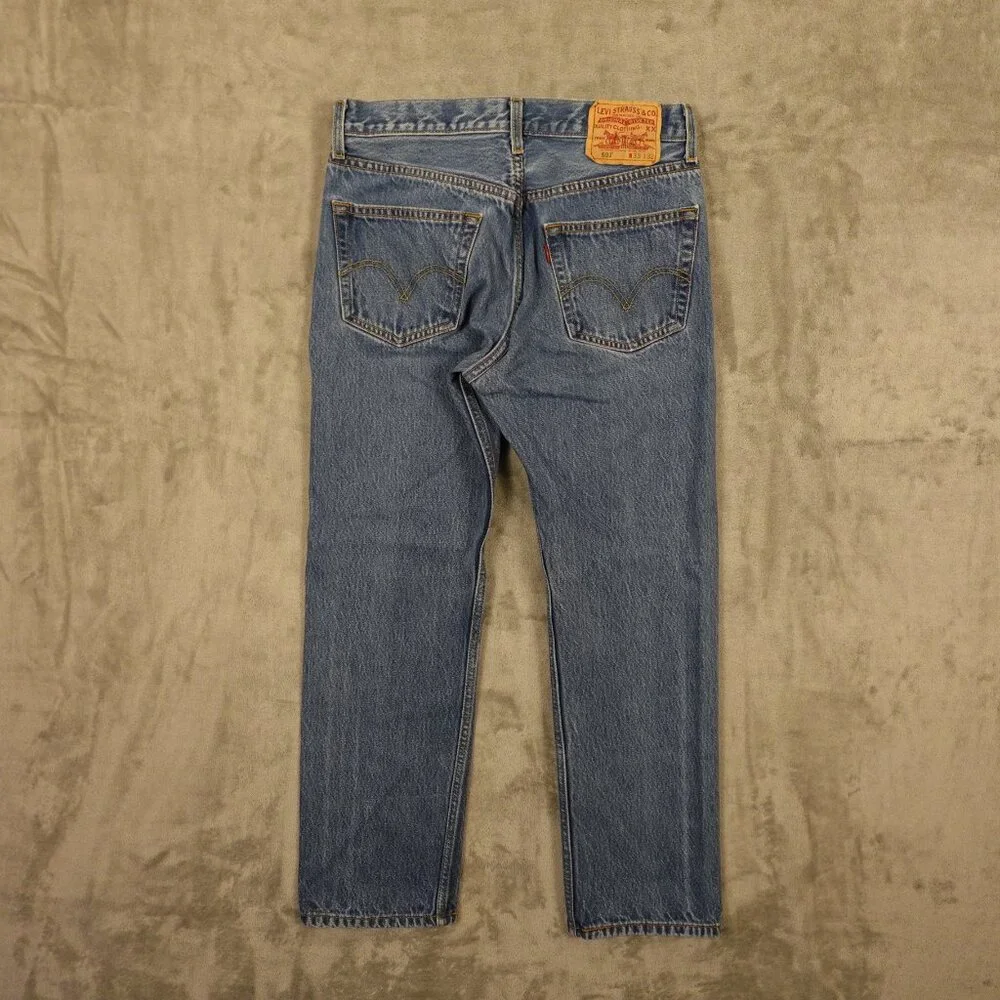 Levi's jeans 501 Original Fit straight men's 33x32 stonewash blue‎ denim red tab